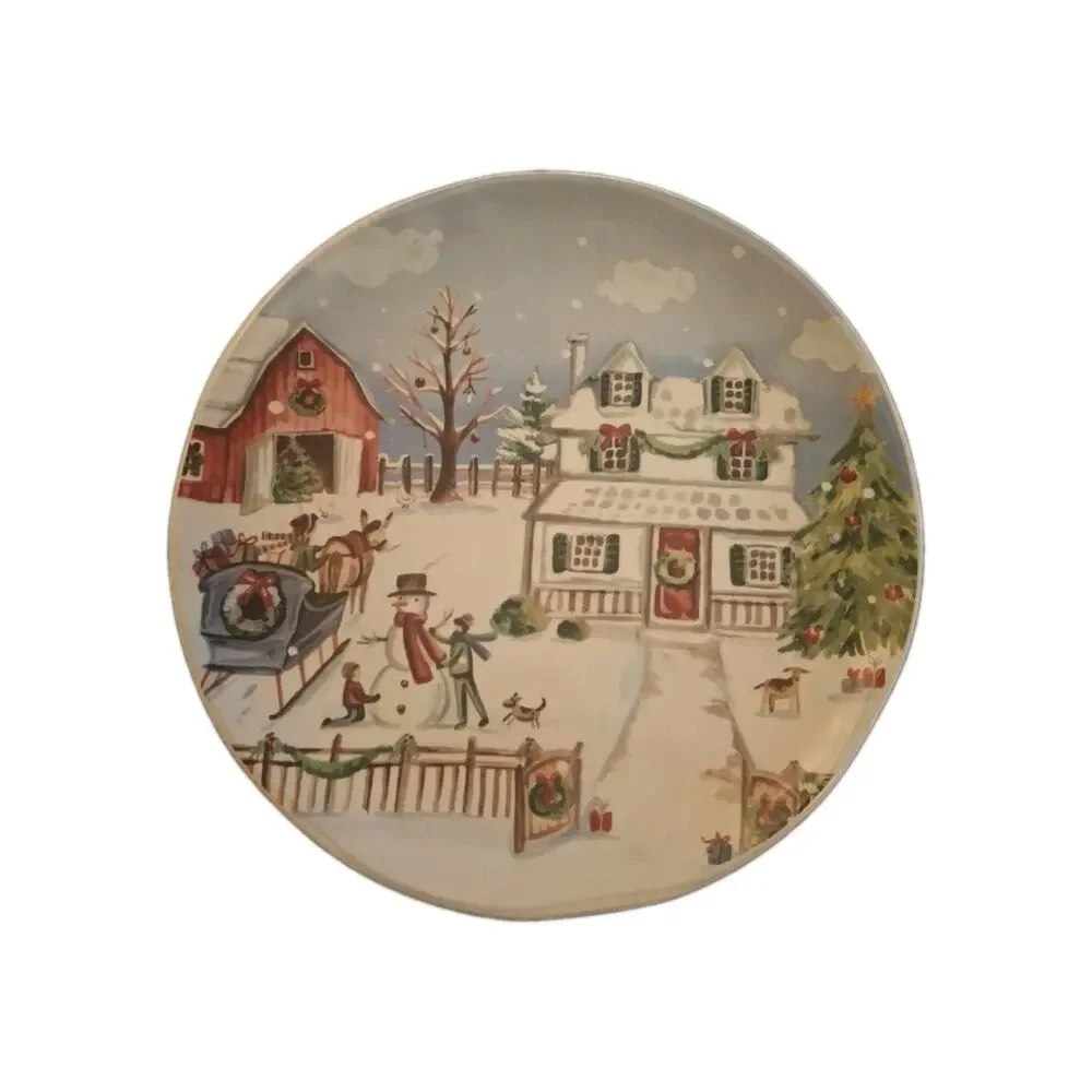 🌲 Pier 1 Ironstone Christmas Village Plate 8 3/4”